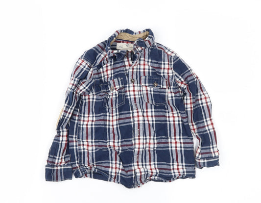 H&M Boys Blue Check  Basic Blouse Size 18-24 Months