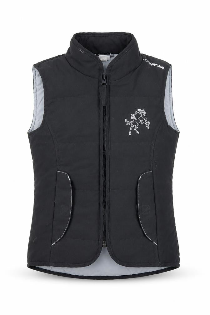 Front view of Decathlon girls’ grey gilet waistcoat, size 6, years