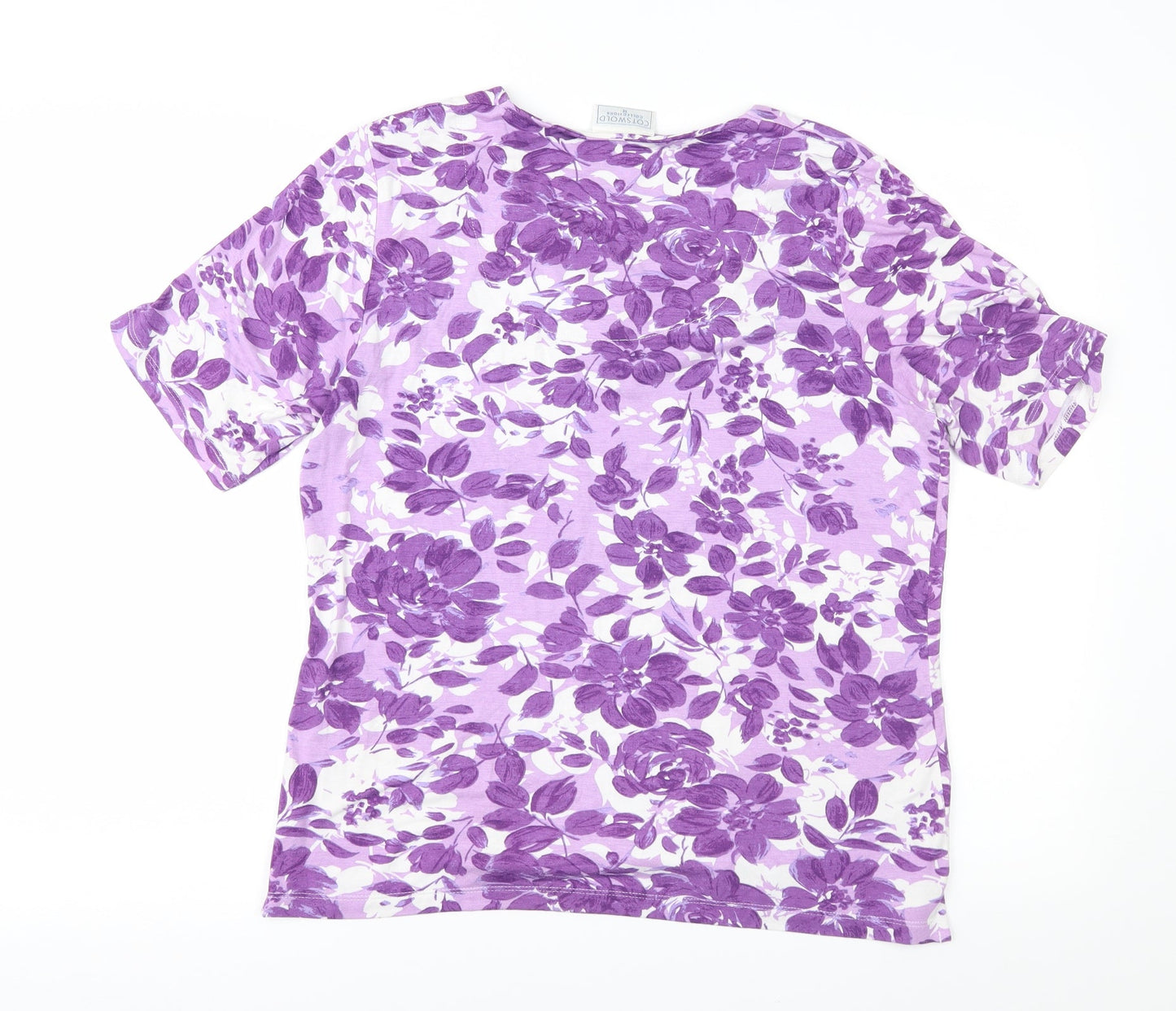 Cotswold Collection Womens Purple Floral  Basic T-Shirt Size M