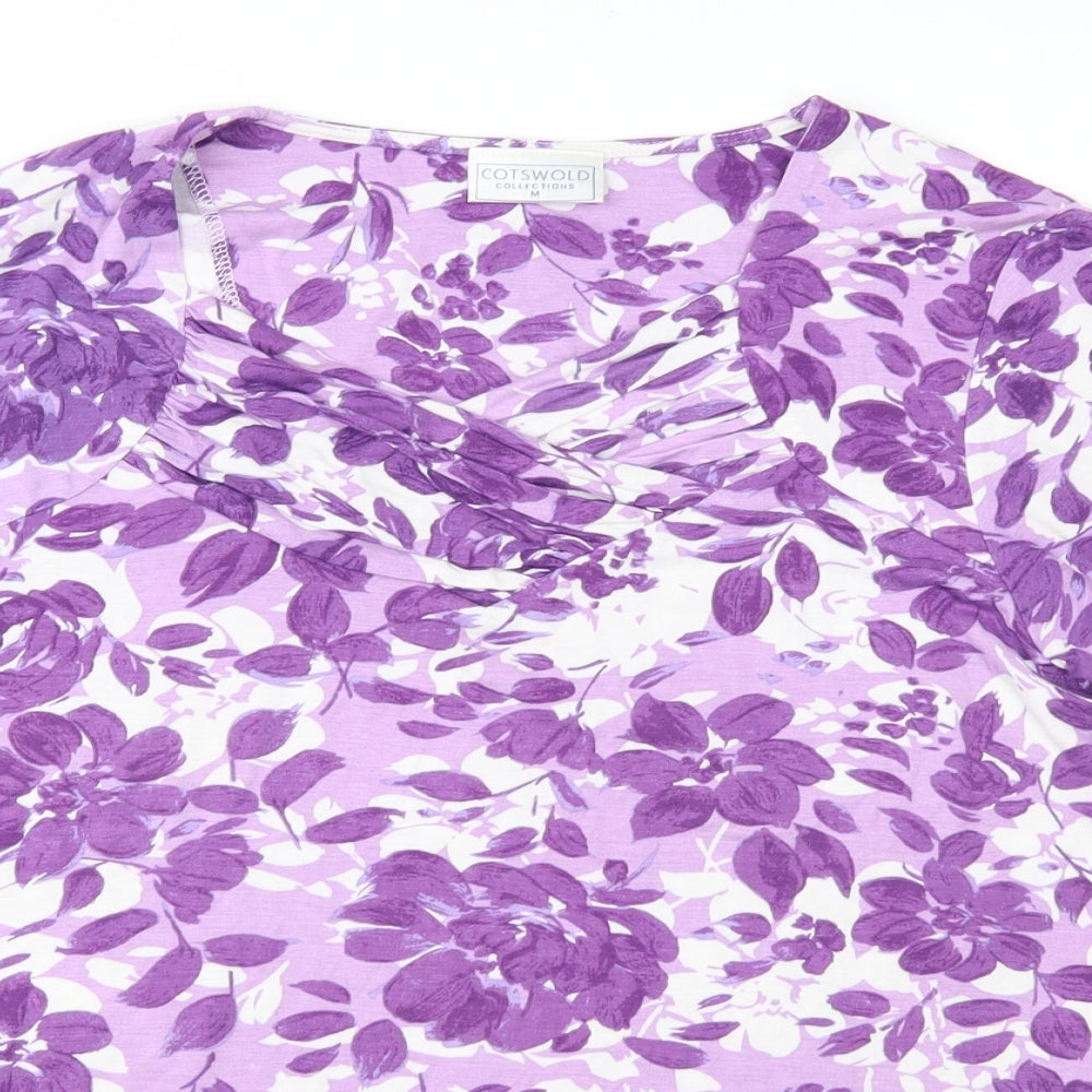 Cotswold Collection Womens Purple Floral  Basic T-Shirt Size M