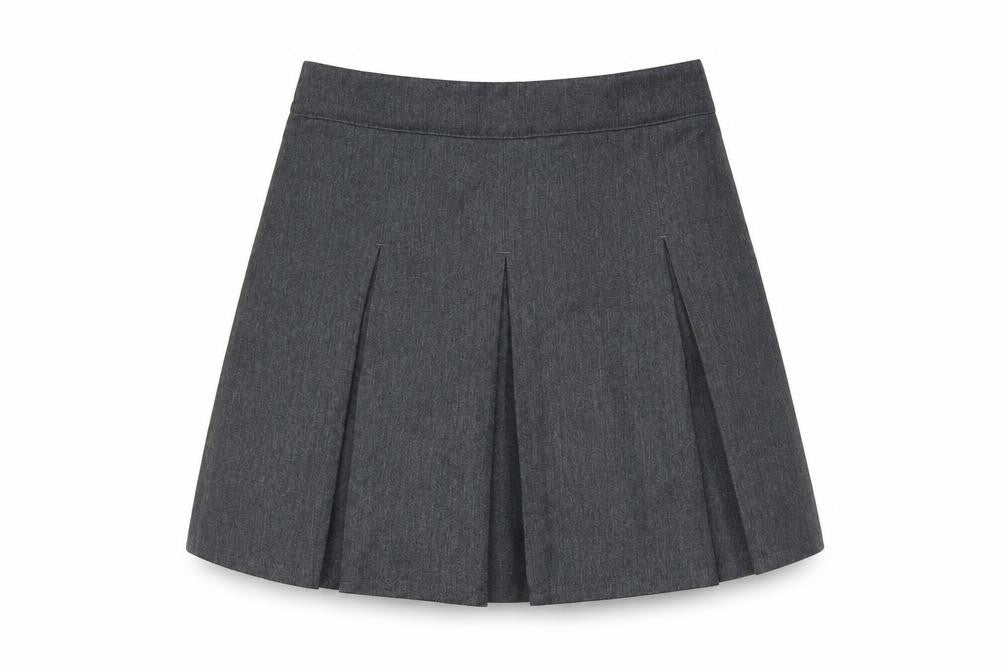 Front view of Preworn girls’ grey pleated skirt