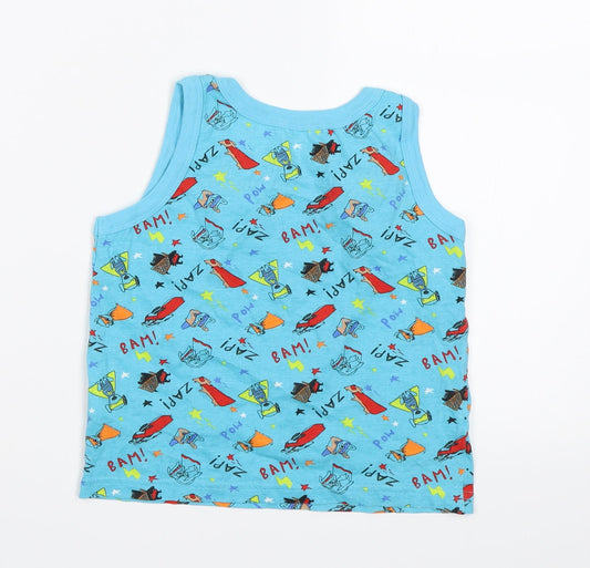 George Boys Blue   Basic Tank Size 5-6 Years  - Superhero