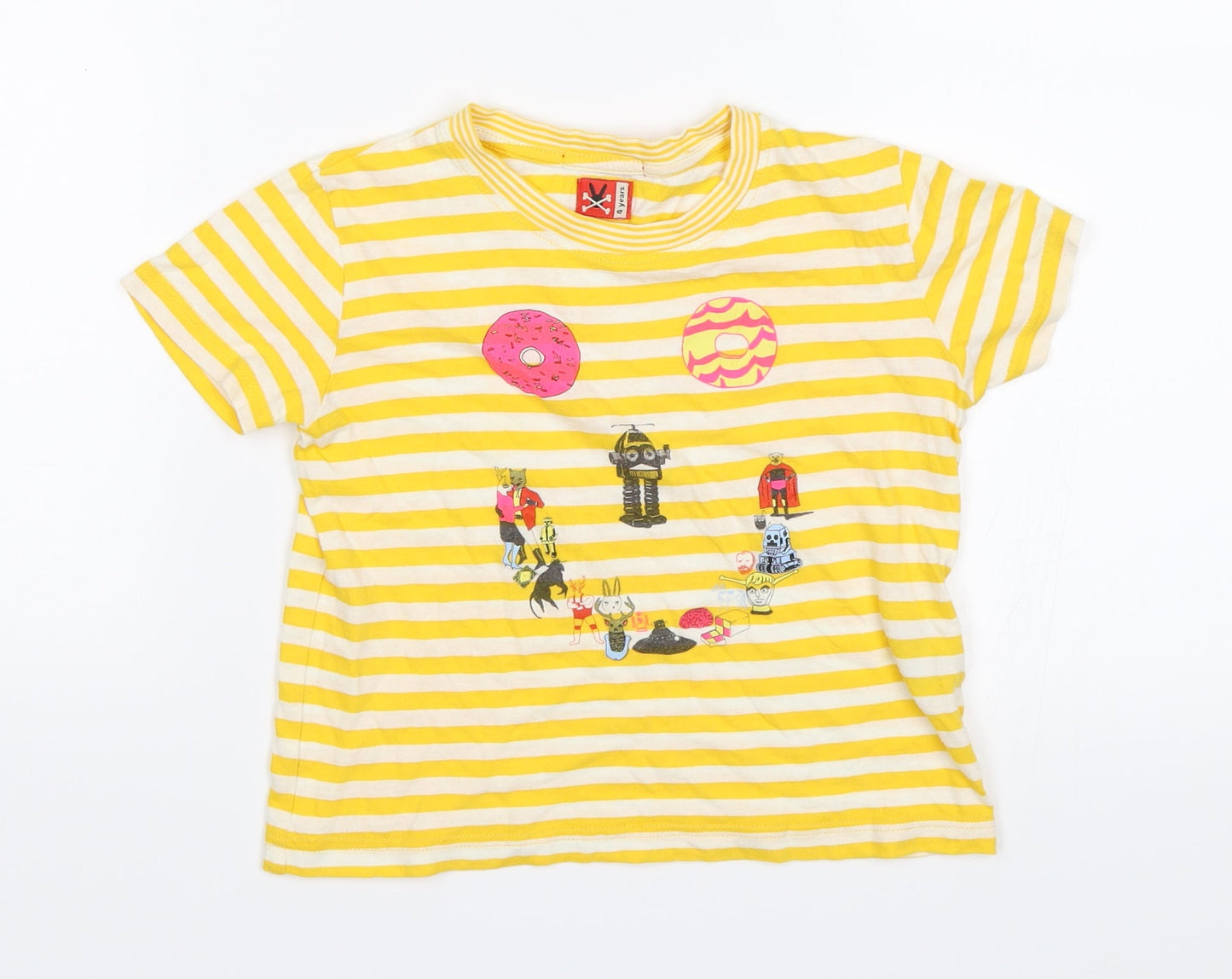 No Added Sugar Boys Yellow Striped  Basic T-Shirt Size 4 Years
