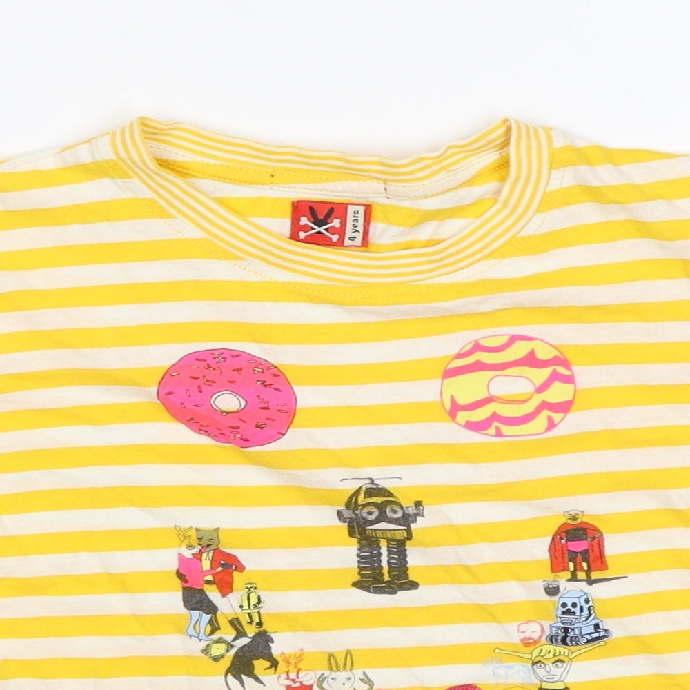 No Added Sugar Boys Yellow Striped  Basic T-Shirt Size 4 Years