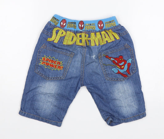 Preworn Boys Blue   Cropped Jeans Size 9 Months - Spiderman