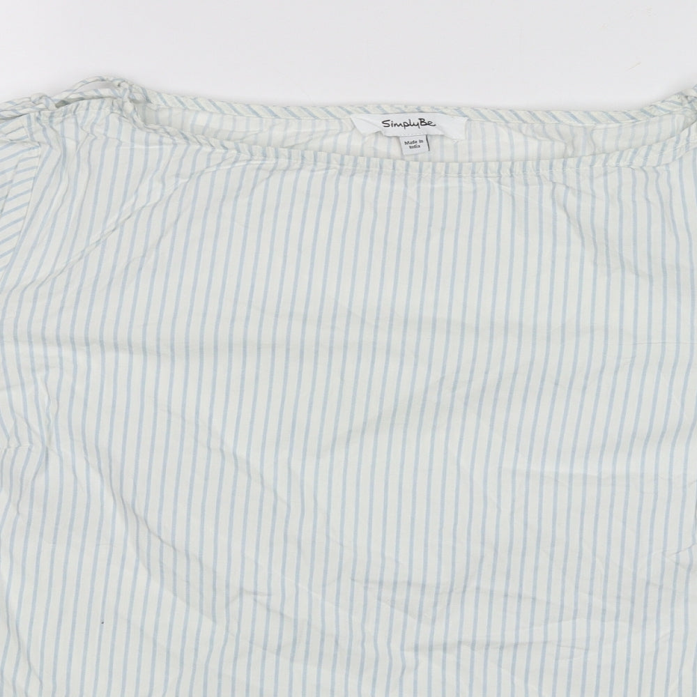 Simply Be Womens White Striped  Basic Blouse Size 16