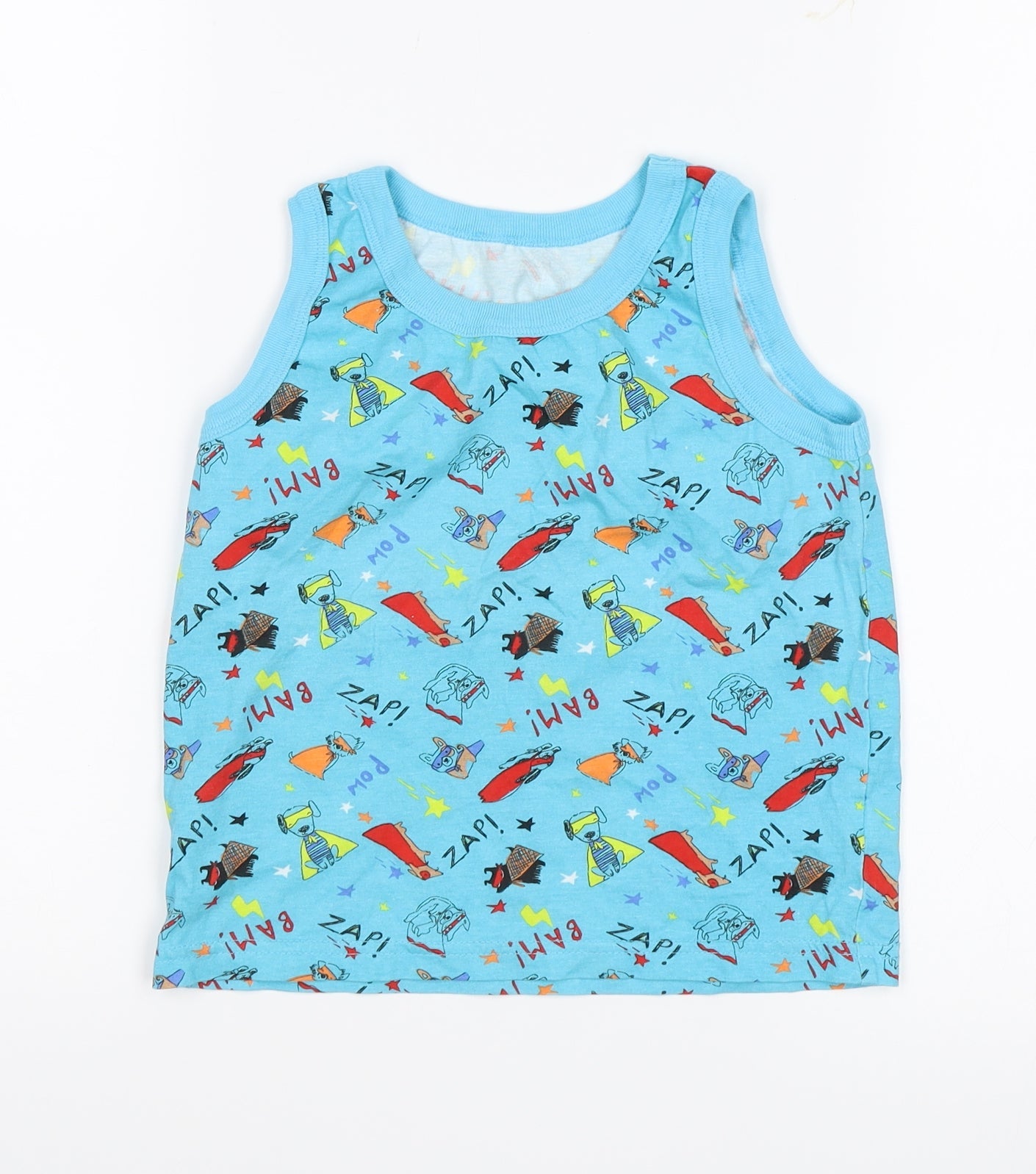 George Boys Blue   Basic Tank Size 5-6 Years  - Superheros