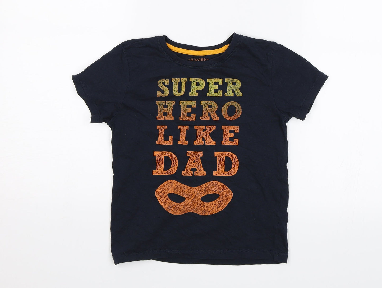 Primark Boys Blue   Basic T-Shirt Size 4-5 Years  - Super hero like dad