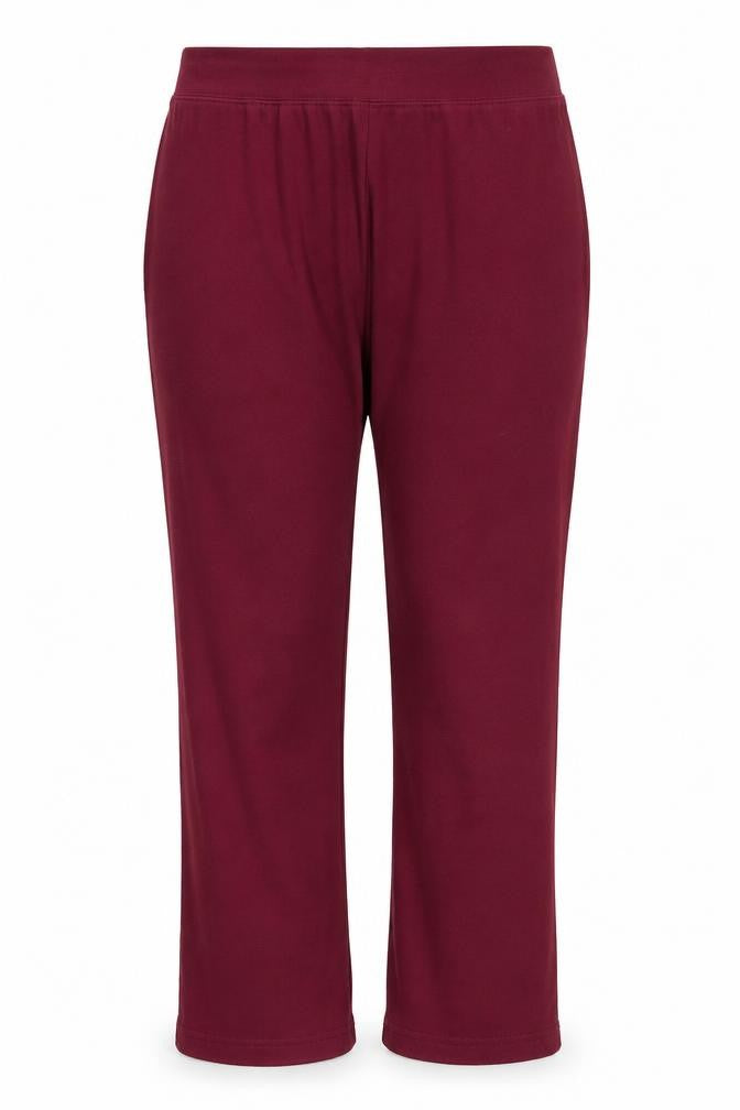 Front view of Bonmarché women’s red trousers, size L, 24-inch leg