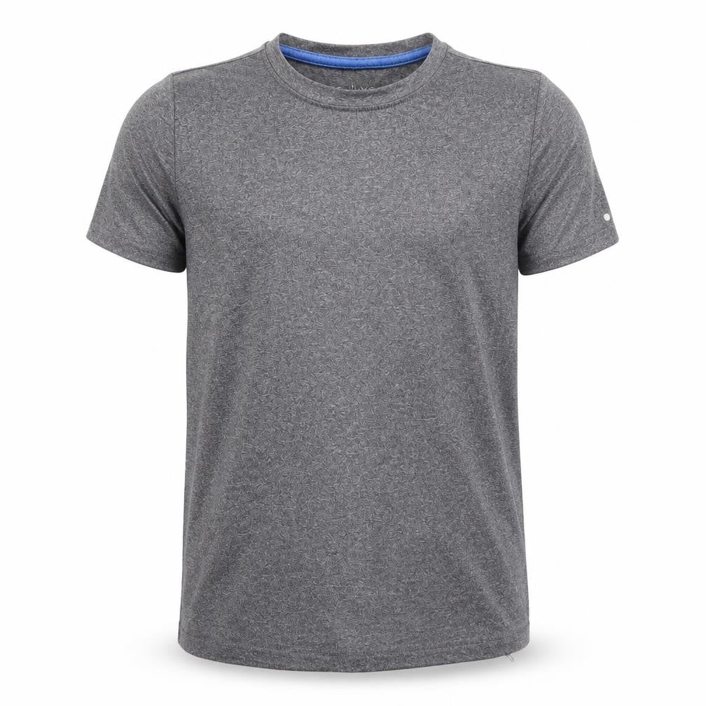 Front view of Souluxe girls’ grey basic t-shirt, size 8-9, years