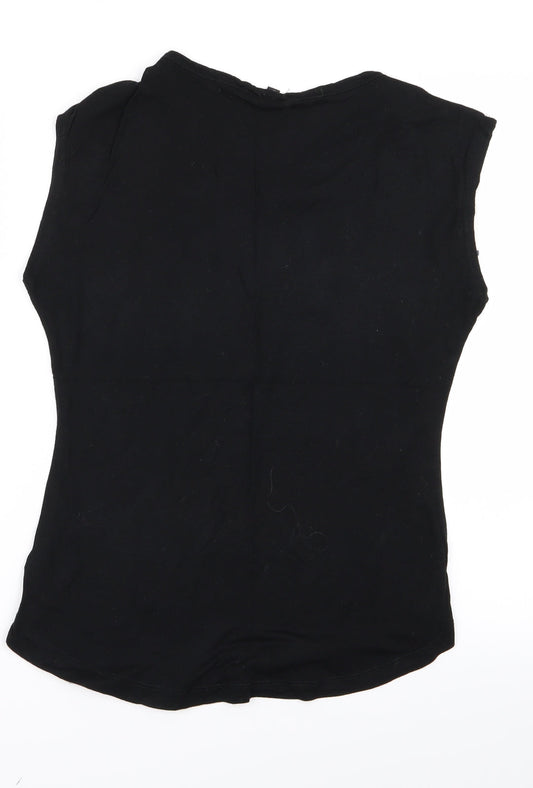Preworn Womens Black Floral  Basic Blouse Size S