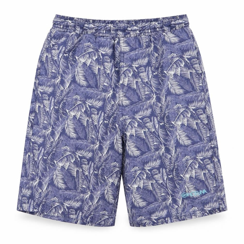 Front view of preoworn boys’ blue floral ramie bermuda shorts, size 7, years