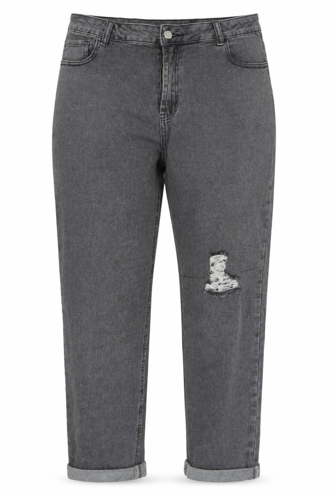 Front view of SHEIN women’s grey bootcut jeans, size XL, 20-inch leg