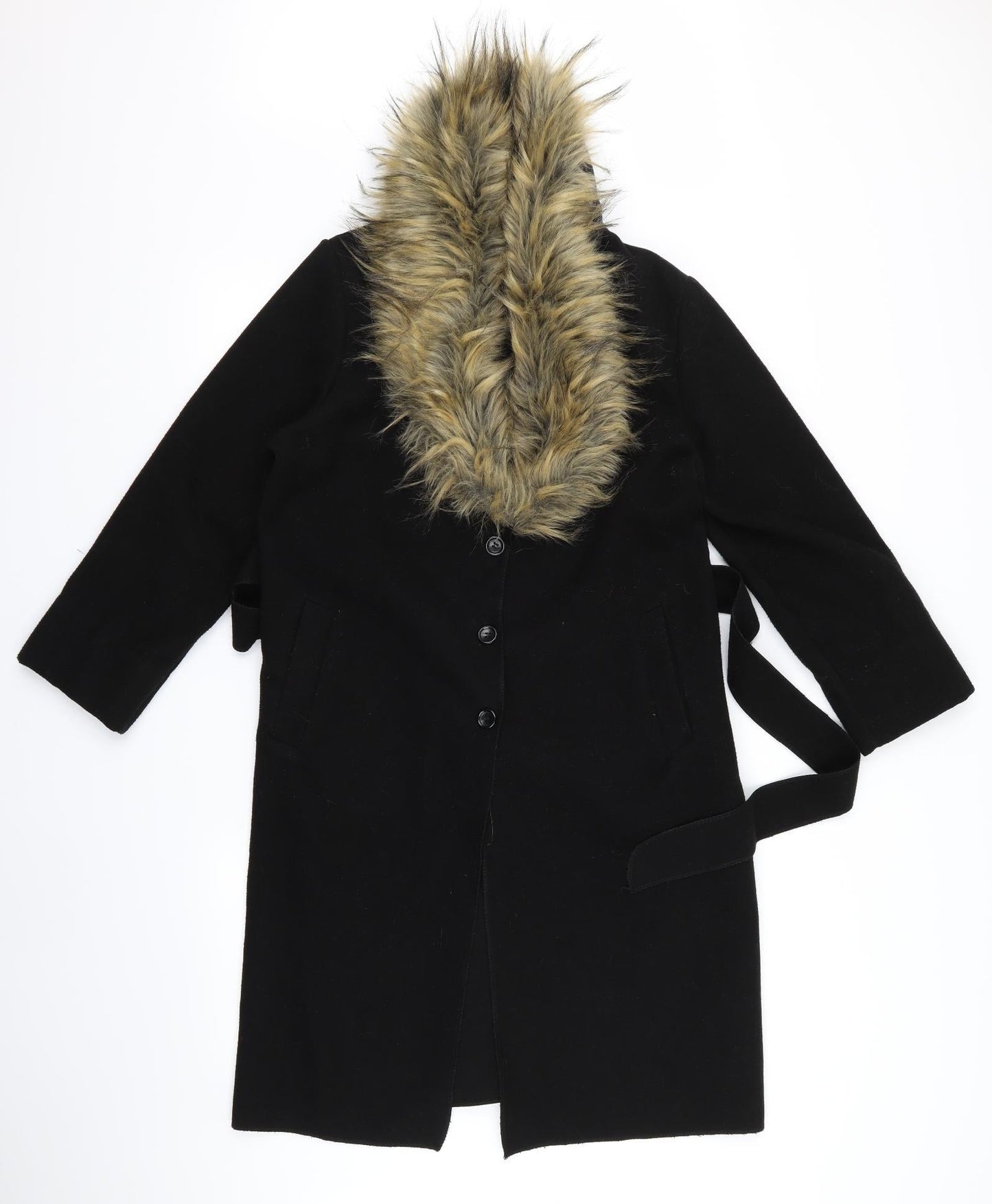 Preworn Womens Black   Overcoat Coat Size 10