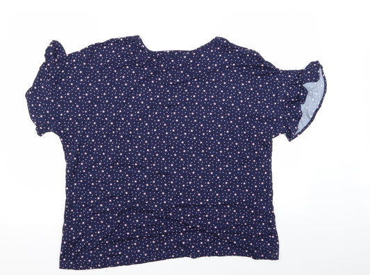 Preworn Womens Blue Polka Dot  Basic Blouse Size 12  - 20