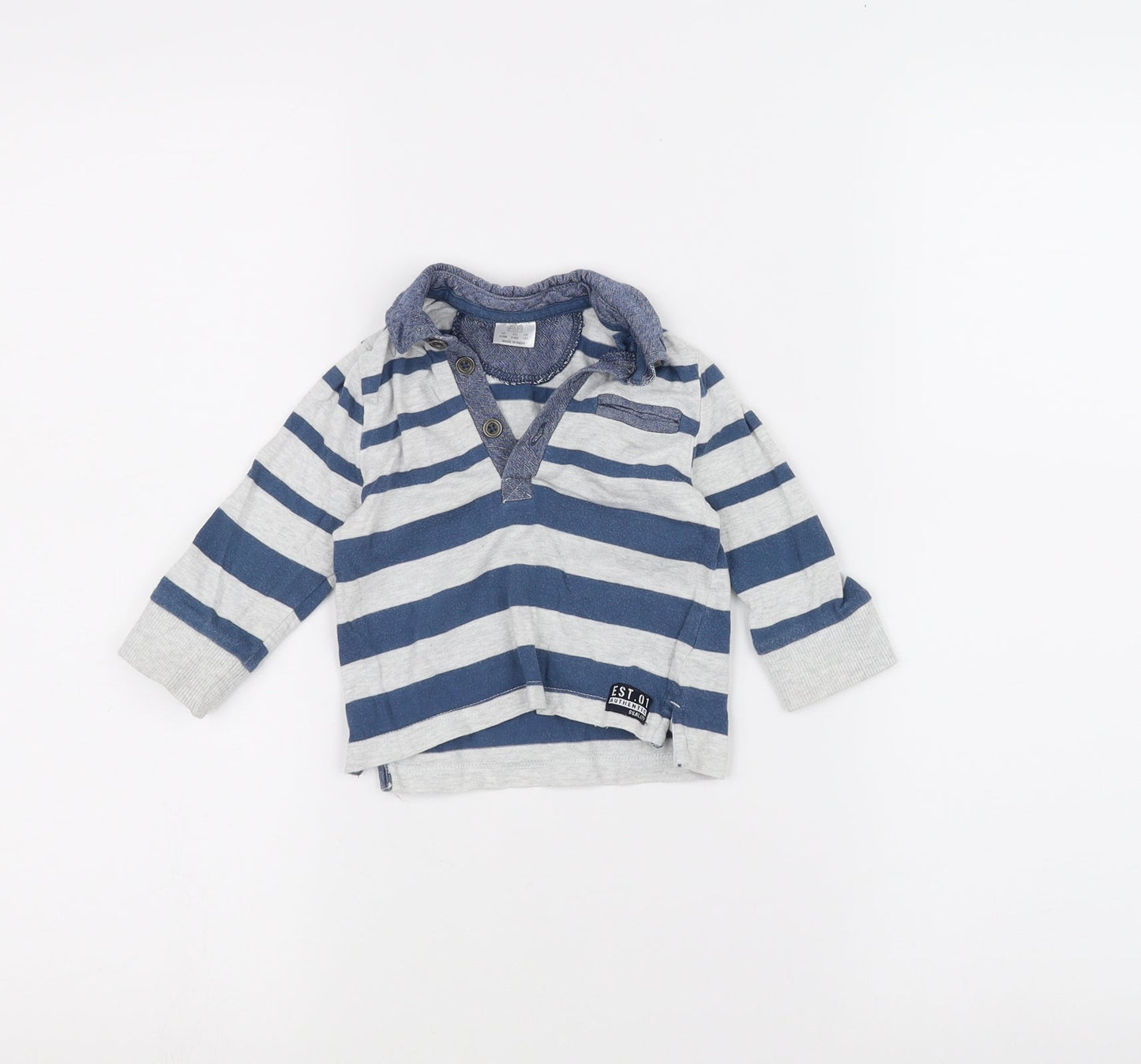 F&F Baby Blue Striped  Basic Polo Size 3-6 Months