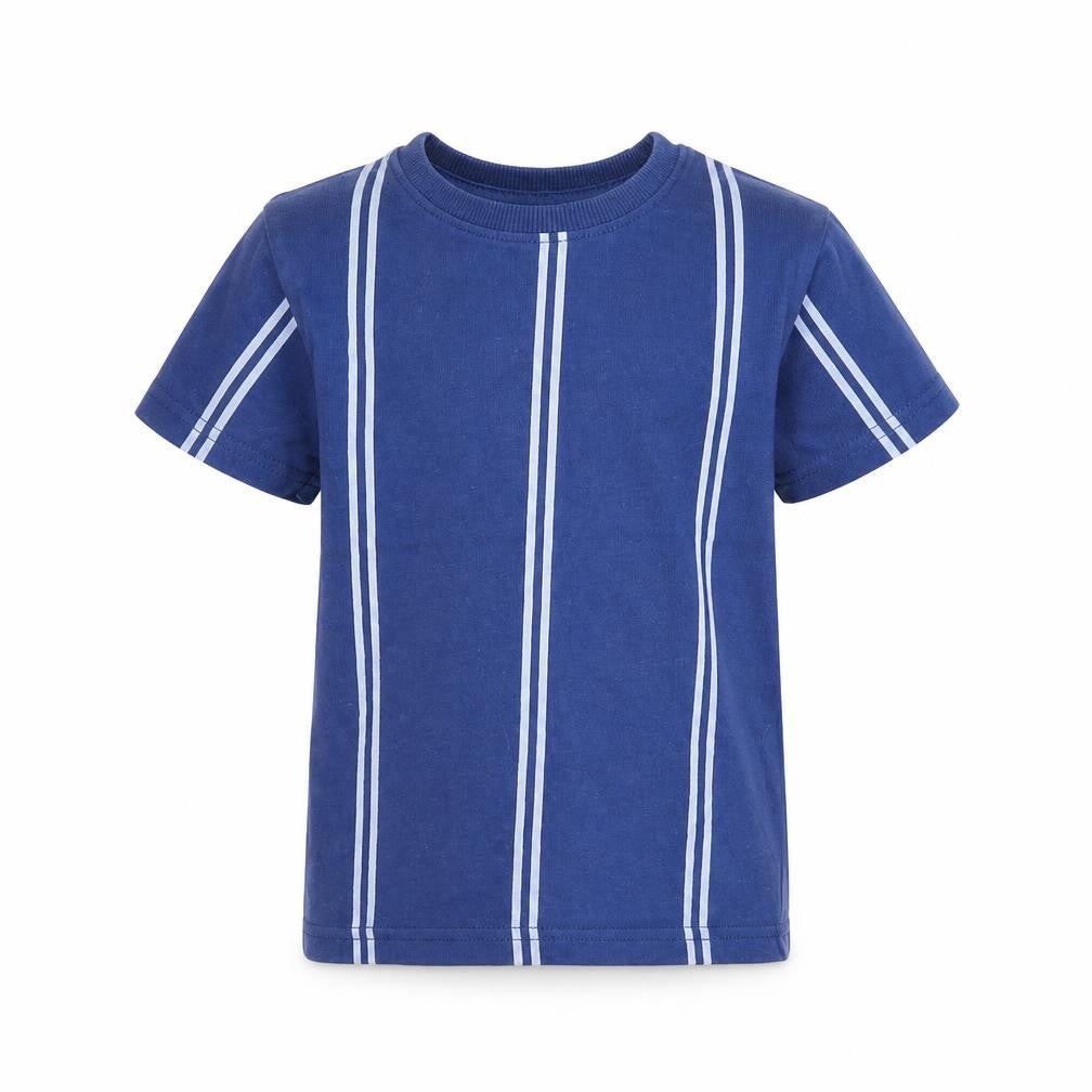 Front view of Next boys’ blue striped basic t-shirt, size 3, years