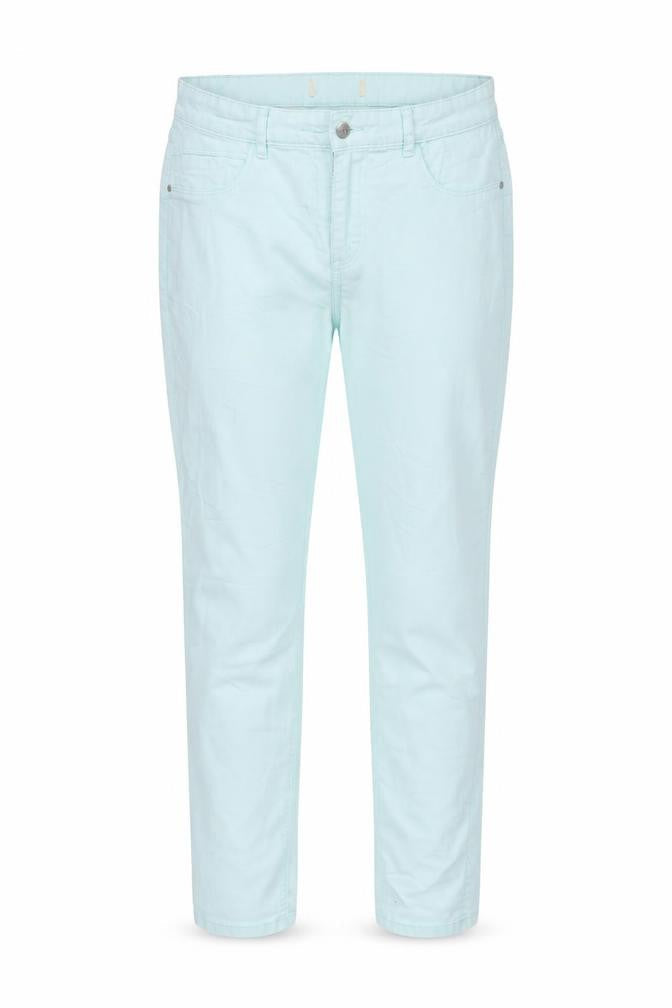 Front view of women’s blue denim skinny jeans, size UK 30, in, 28-inch leg - very pale blue