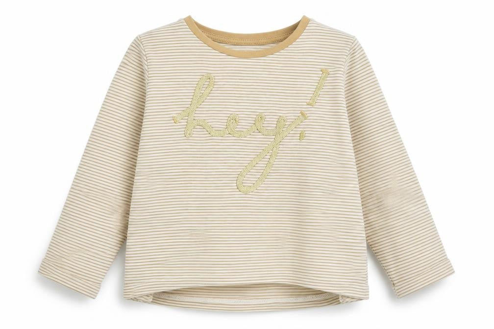 Next Girls Brown Striped  Basic T-Shirt Size 12-18 Months