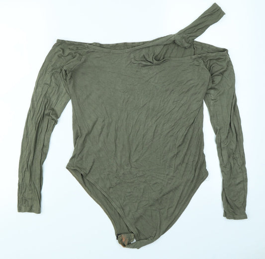 Boohoo Womens Green   Bodysuit One-Piece Size 14
