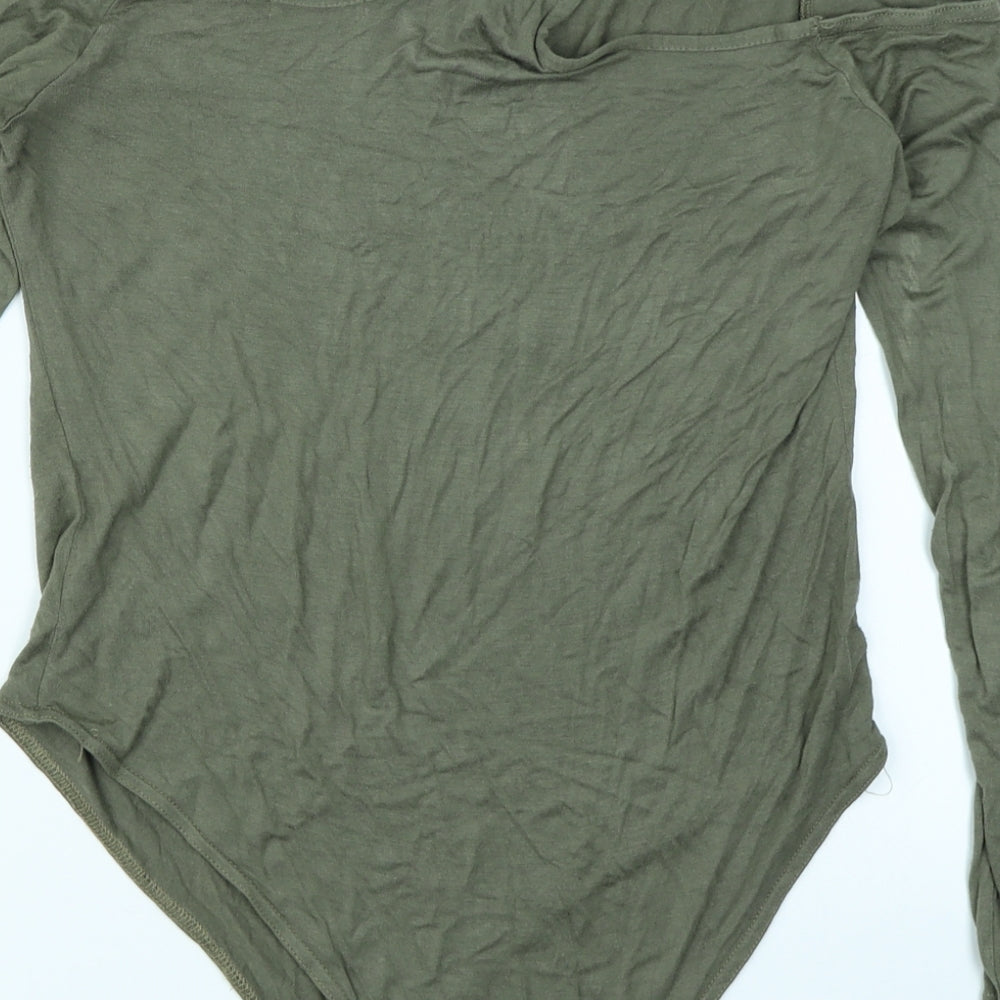 Boohoo Womens Green   Bodysuit One-Piece Size 14