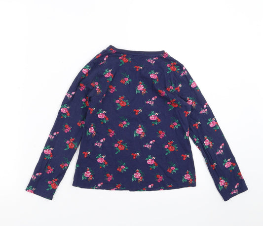 George Girls Blue Floral  Basic T-Shirt Size 8-9 Years