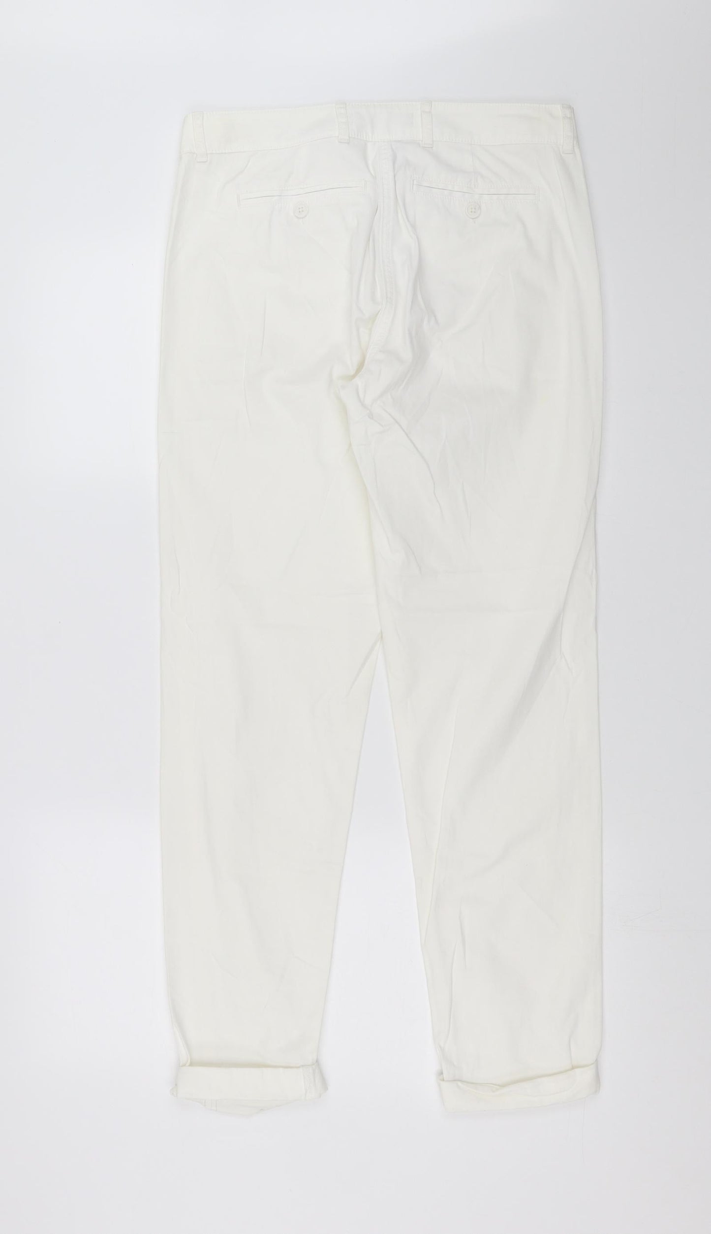 Marks and Spencer Womens White   Chino Trousers Size 8 L29 in
