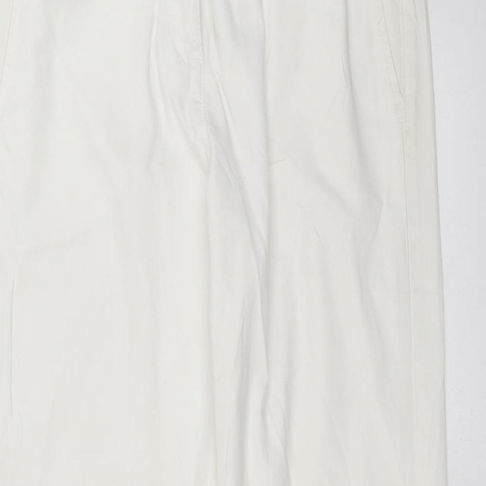 Marks and Spencer Womens White   Chino Trousers Size 8 L29 in