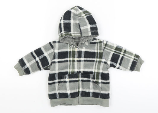 George Baby Green Check  Full Zip Jumper Size 3-6 Months