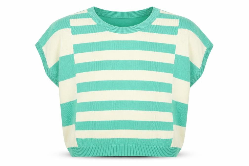 Sophie Girls Green Striped  Cardigan Jumper Size 10-11 Years