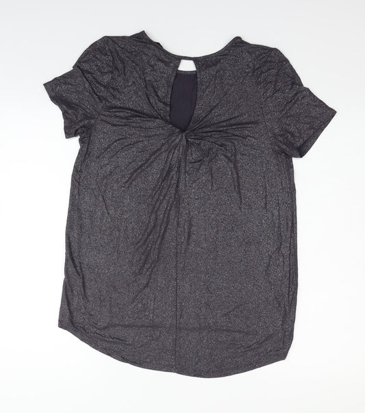 Oasis Womens Grey Houndstooth  Basic T-Shirt Size S