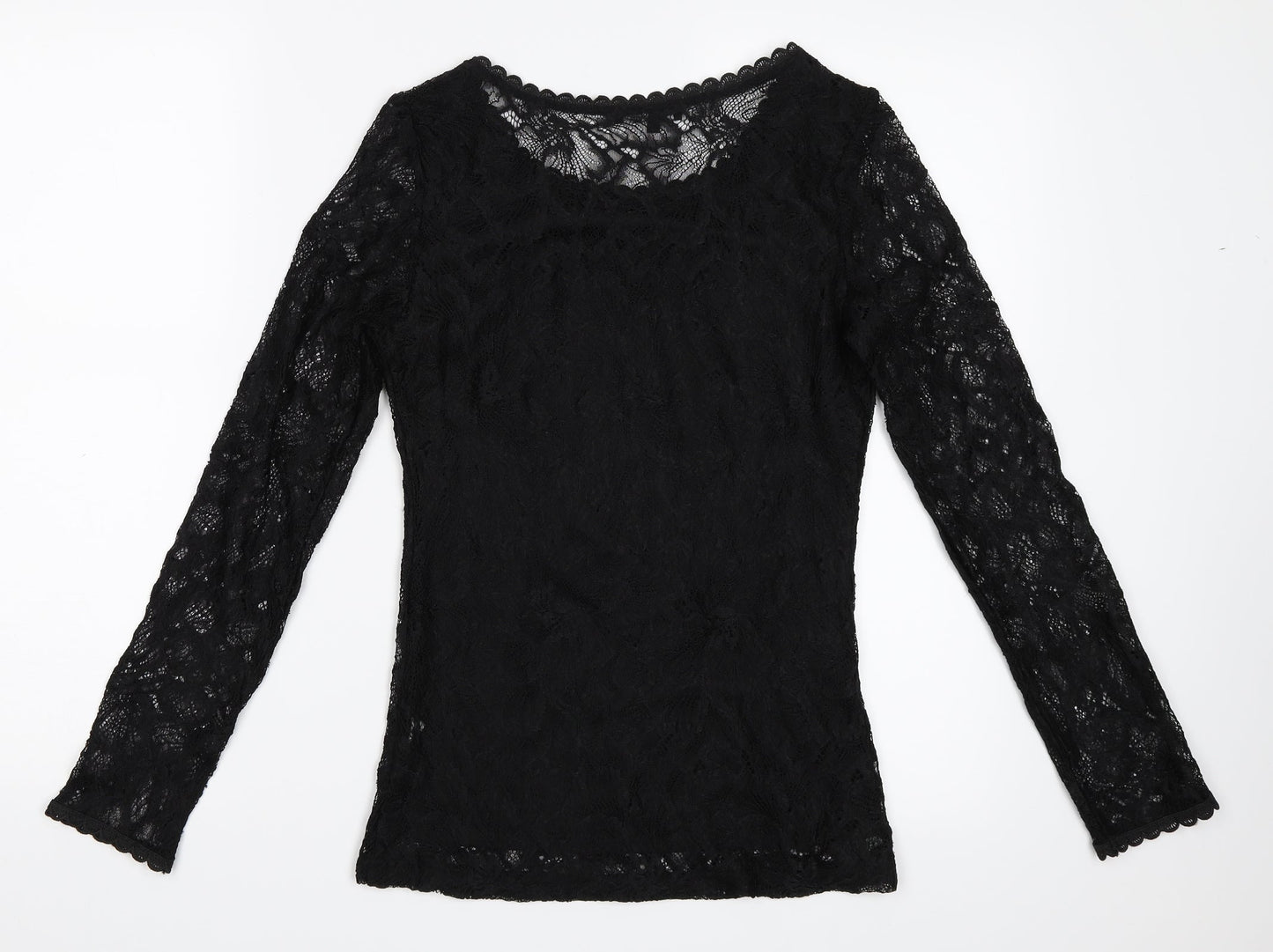 Unikd Paris Womens Black  Lace Basic Blouse Size S