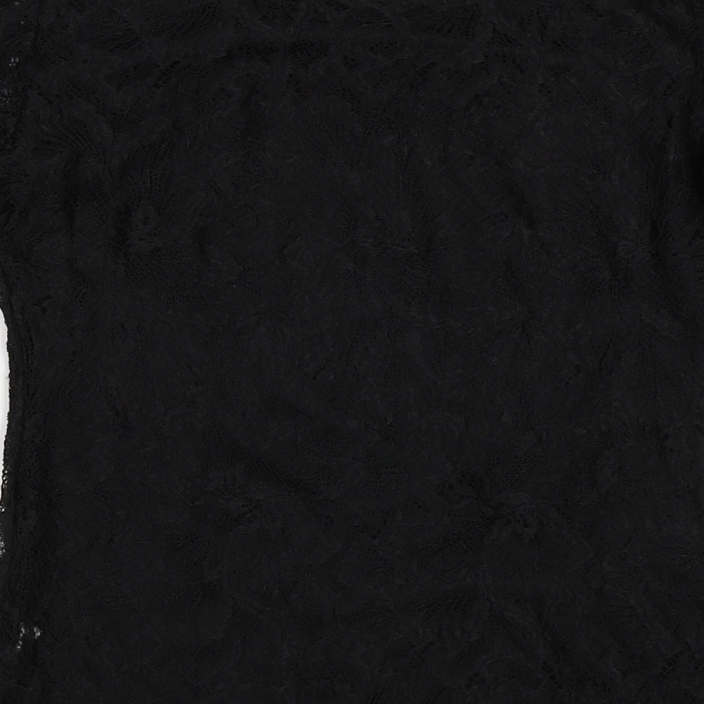 Unikd Paris Womens Black  Lace Basic Blouse Size S