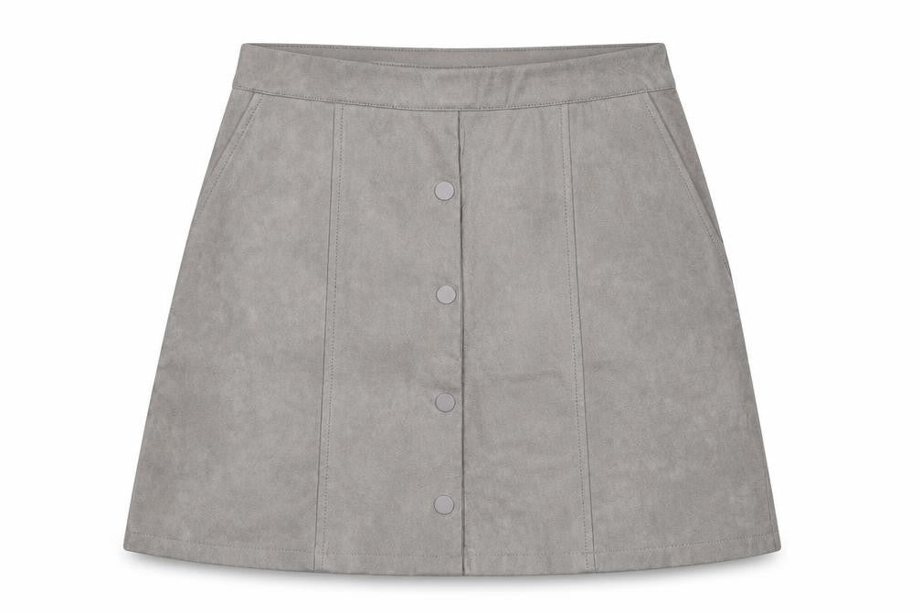 Front view of JCL women’s grey a-line skirt, size M