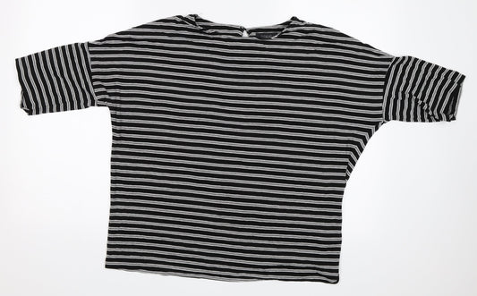 Marks and Spencer Womens Black Striped  Basic T-Shirt Size 14