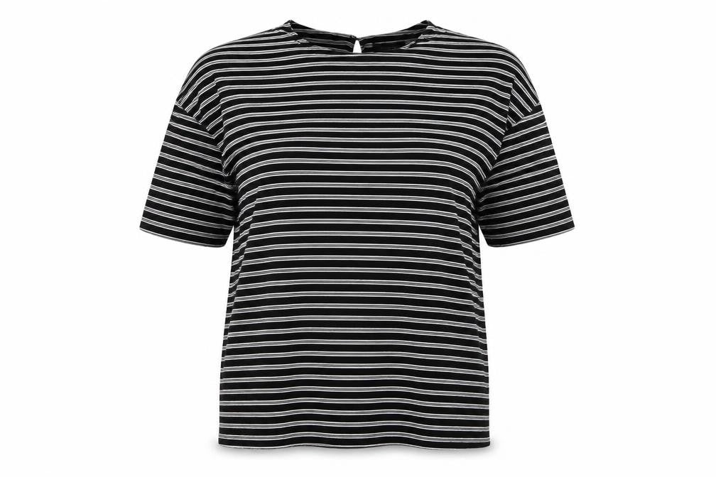 Marks & Spencer Womens Black Striped  Basic T-Shirt Size 14