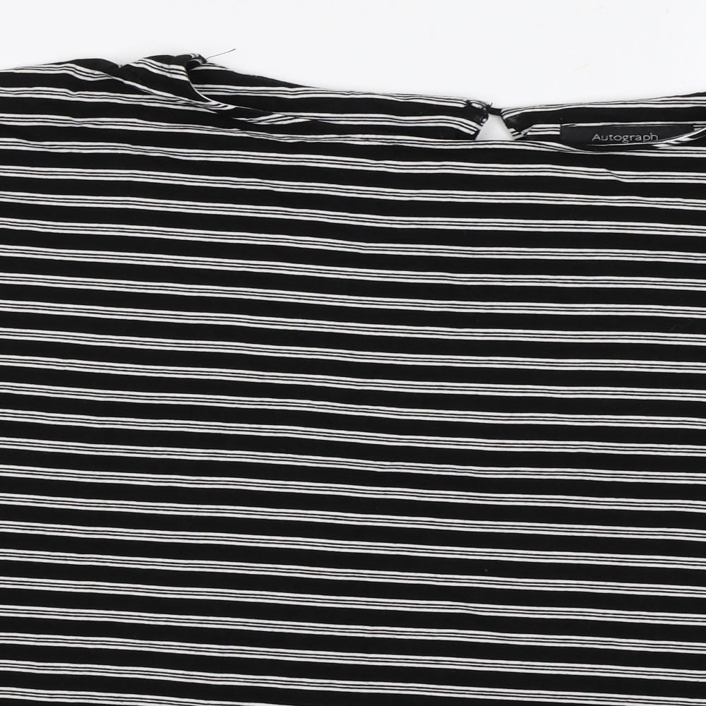 Marks and Spencer Womens Black Striped  Basic T-Shirt Size 14