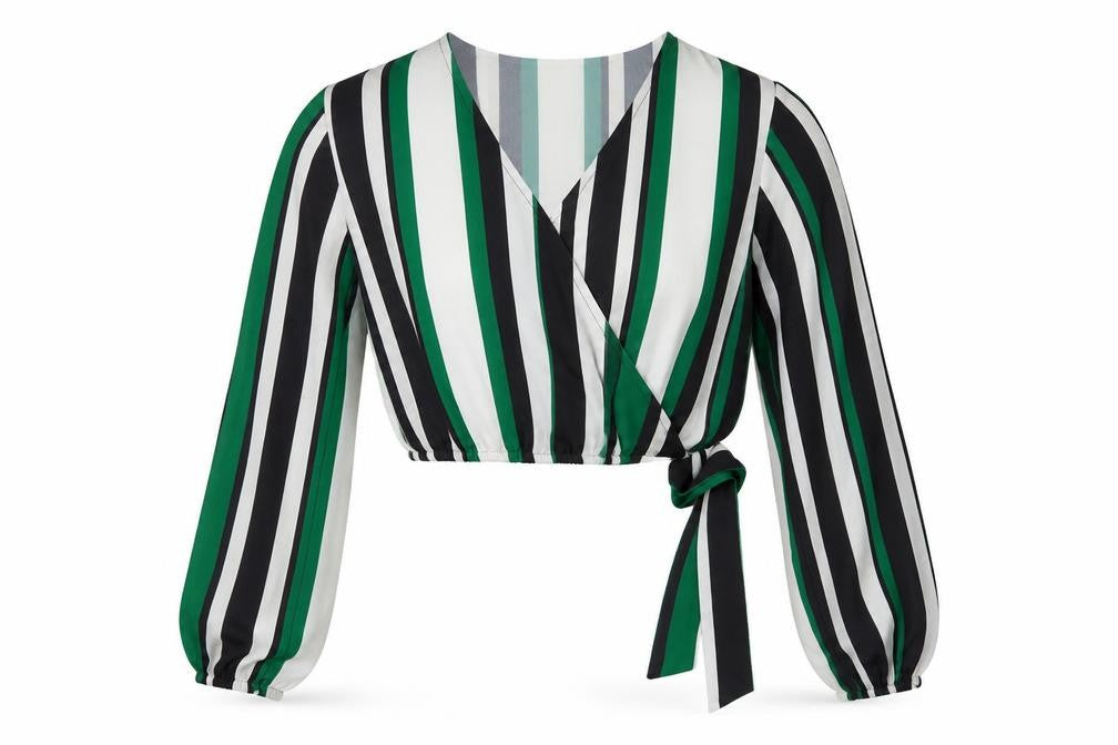 Select Womens Green Striped  Basic Blouse Size 12
