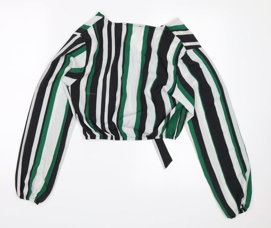 Select Womens Green Striped  Basic Blouse Size 12