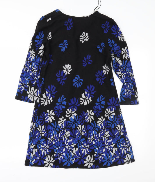 Roman Womens Black Floral  Fit & Flare  Size 10