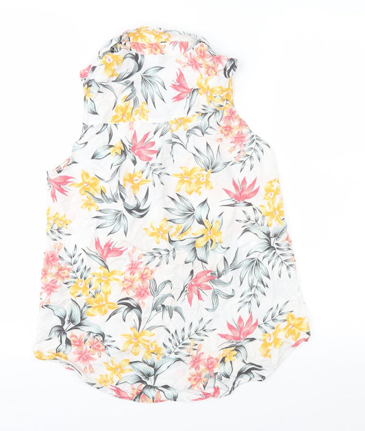 H&M Womens White Floral  Basic Button-Up Size 4