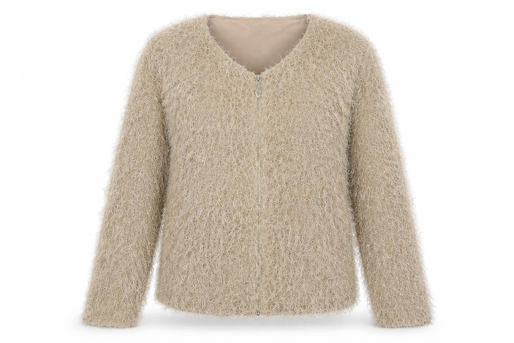 Front view of Nina Murati women’s beige jacket coat, size M