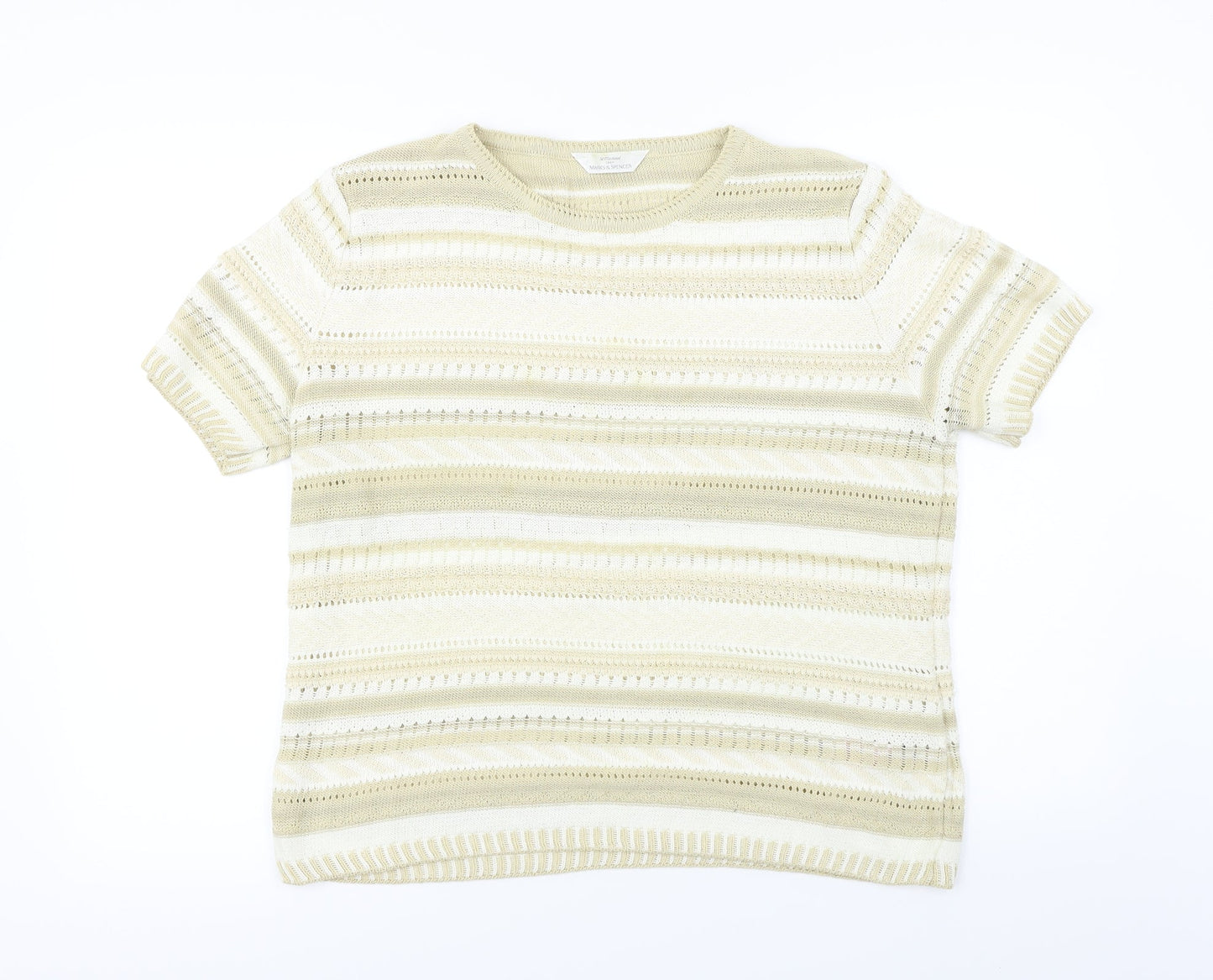 Marks and Spencer  Womens Beige Striped  Pullover Jumper Size 18