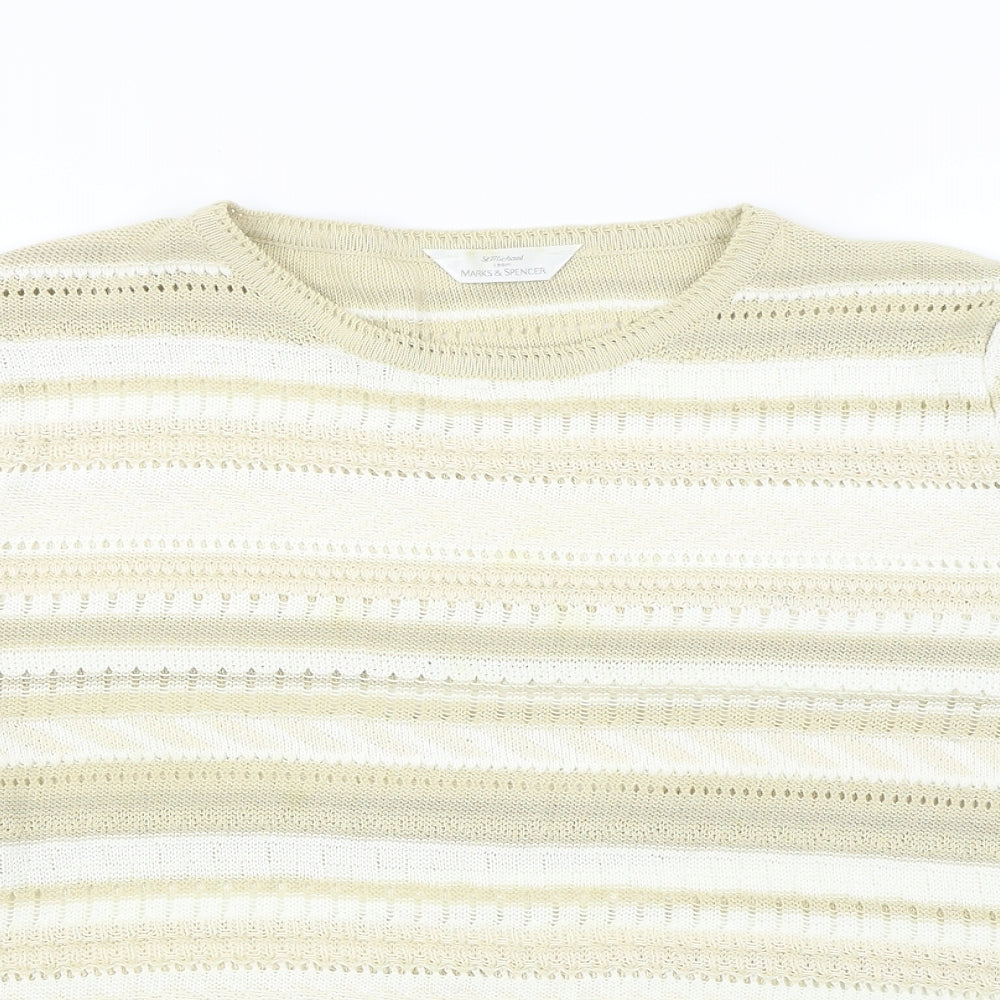 Marks and Spencer  Womens Beige Striped  Pullover Jumper Size 18