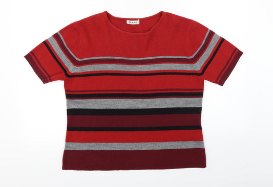 Berkertex Womens Red Striped  Pullover Jumper Size 18