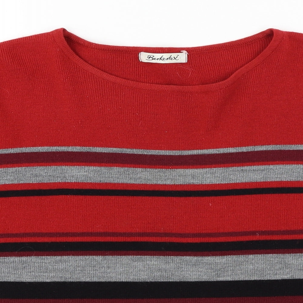 Berkertex Womens Red Striped  Pullover Jumper Size 18