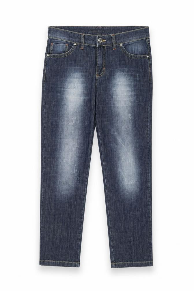 Front view of Denim mados women’s blue denim skinny jeans, size UK 12, 27-inch leg