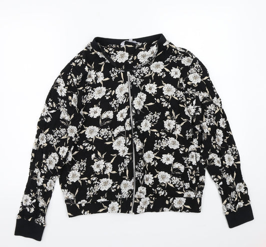 Redherring Womens Black Floral  Jacket Coat Size 16