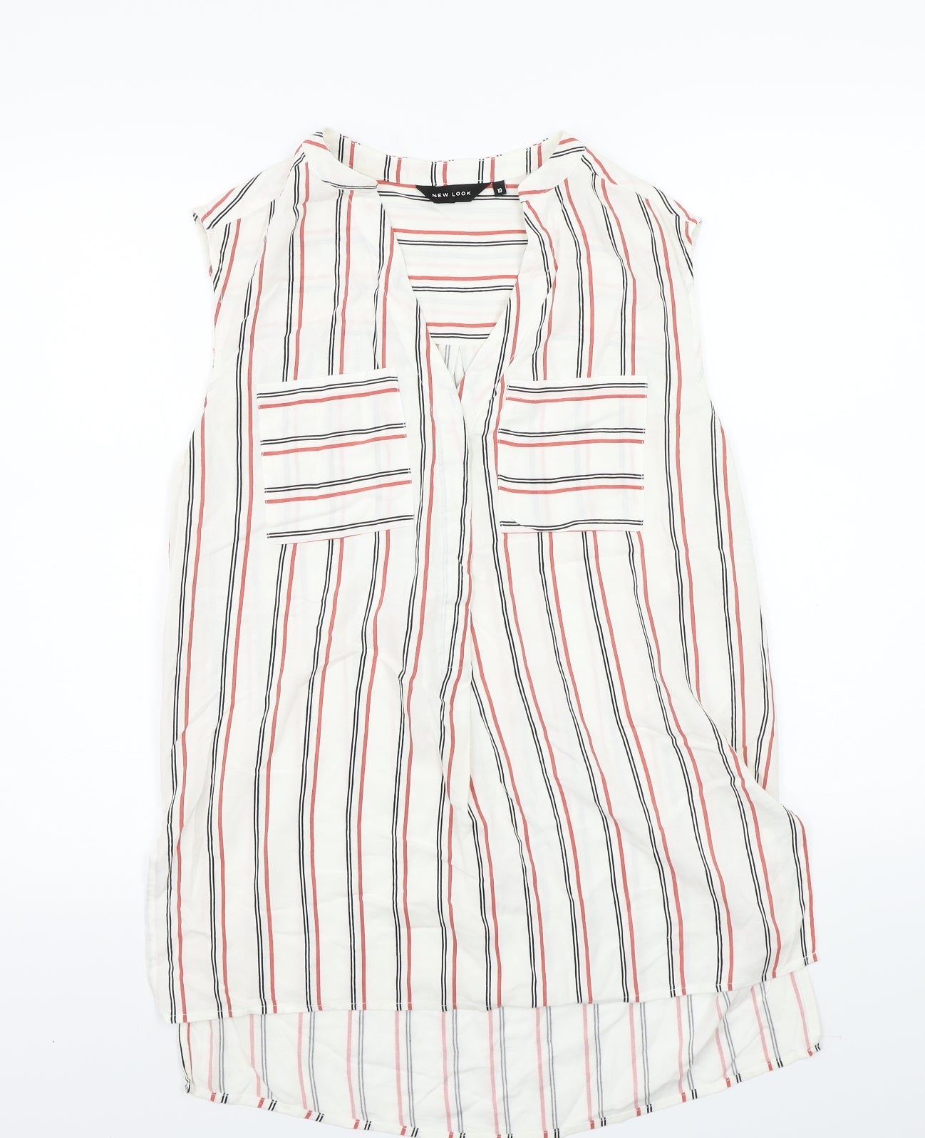 Newlook Womens White Striped  Basic T-Shirt Size 10