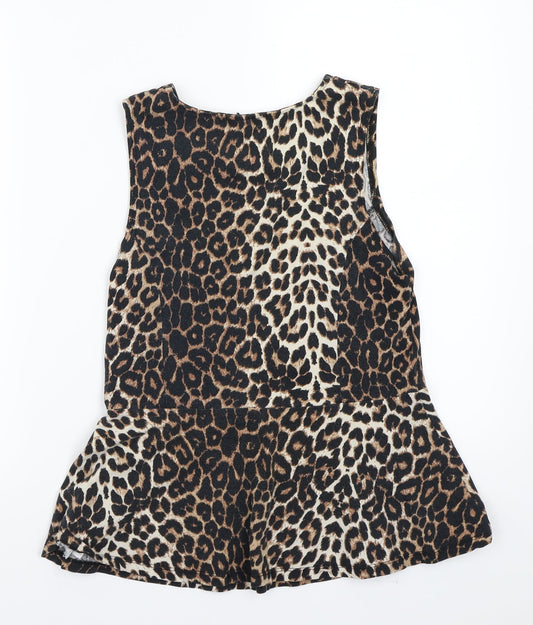 Newlook Womens Brown Animal Print  Basic T-Shirt Size 14